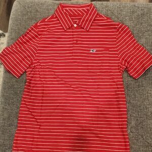 Vineyard Vines Red and White Striped Polo Shirt